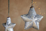 Riyara Small Star Giant Glass Bauble - Silver Sparkle