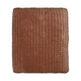 Nidra 220 x 240cm Velvet & Linen Quilted Bedspread - Rust