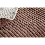 Nidra 220 x 240cm Velvet & Linen Quilted Bedspread - Rust