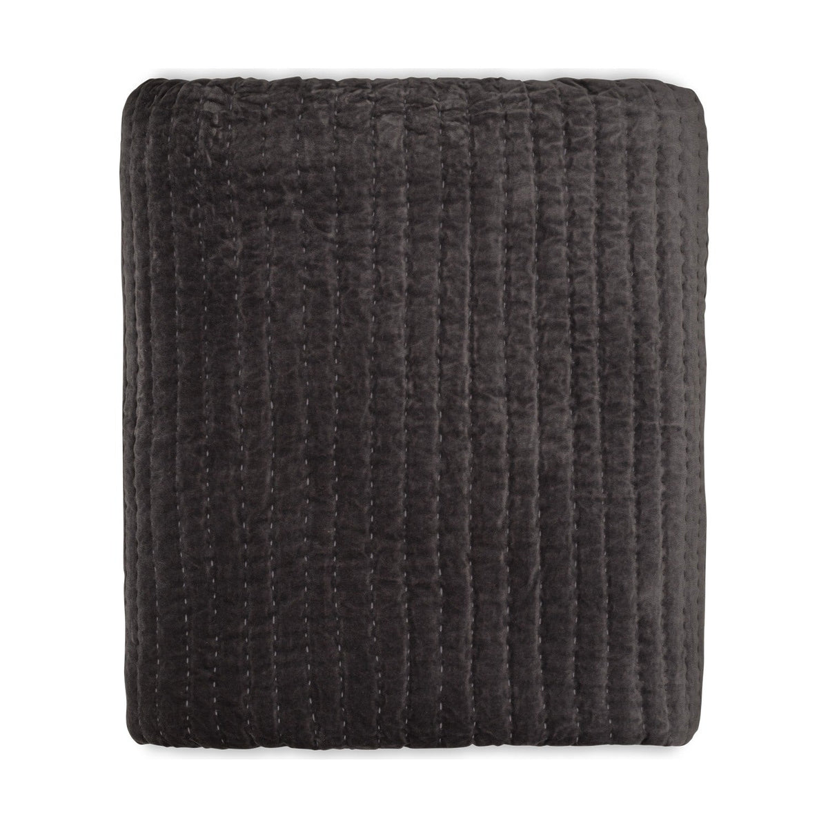 Nidra 220 x 140cm Velvet Quilted Bedspread - Charcoal