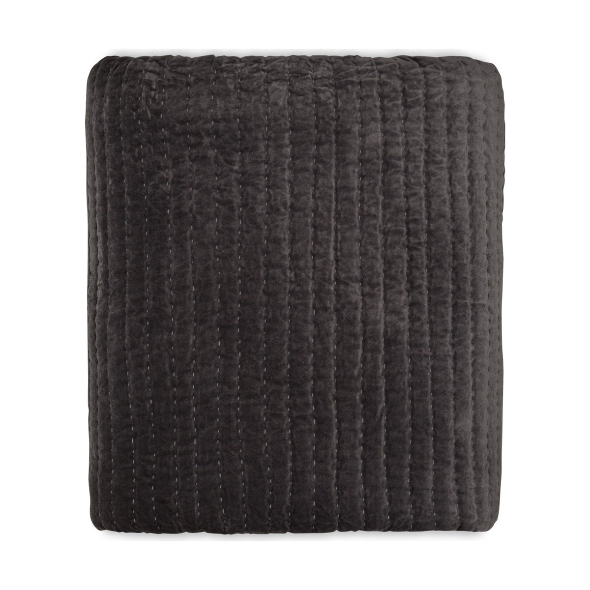 Nidra 220 x 240cm Velvet Quilted Bedspread - Charcoal