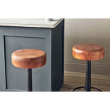 Narwana Leather Round Stool - Aged Tan