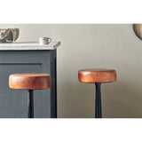 Narwana Leather Round Stool - Aged Tan