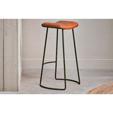 Narwana Large Ribbed Leather Stool - Aged Tan