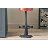 Narwana Leather Round Stool - Chocolate Brown