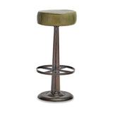 Narwana Leather Round Stool - Rich Green