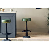 Narwana Leather Round Stool - Rich Green