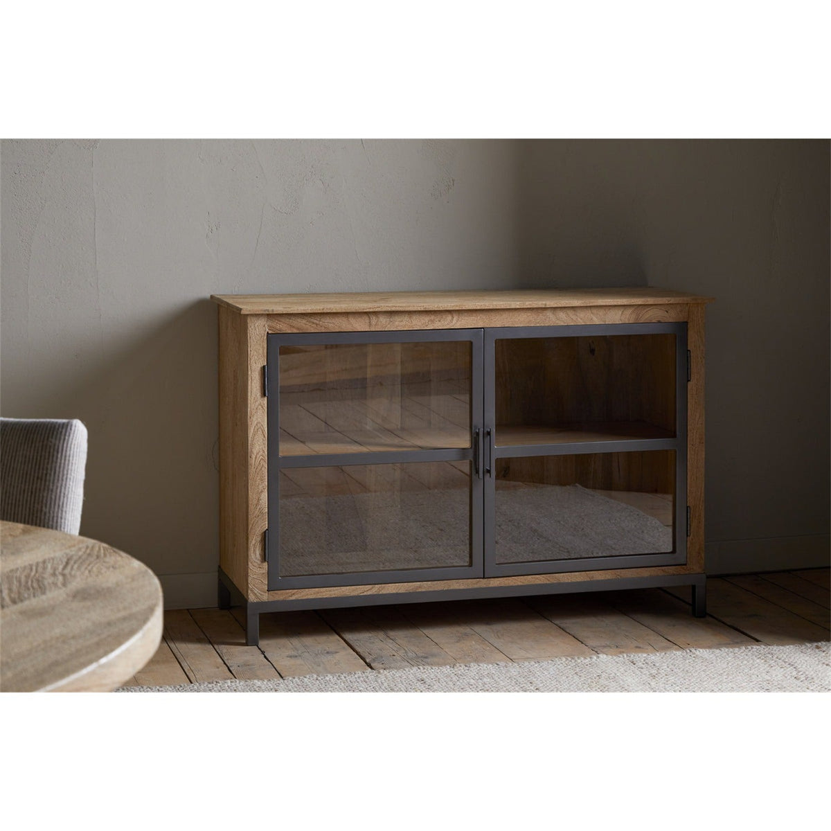 Nirvi Mango Wood & Iron Sideboard - Black