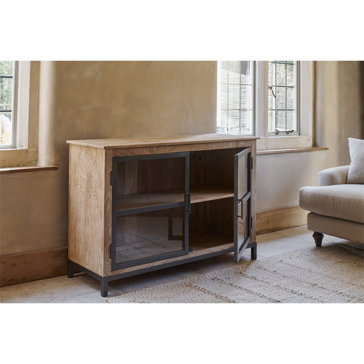 Nirvi Mango Wood & Iron Sideboard - Black