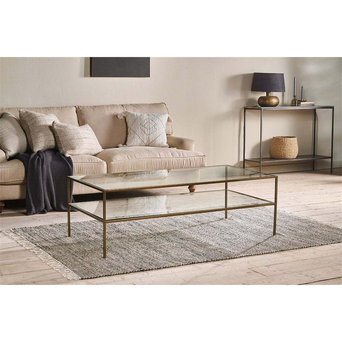 Nakuru Iron & Glass Coffee Table - Brass