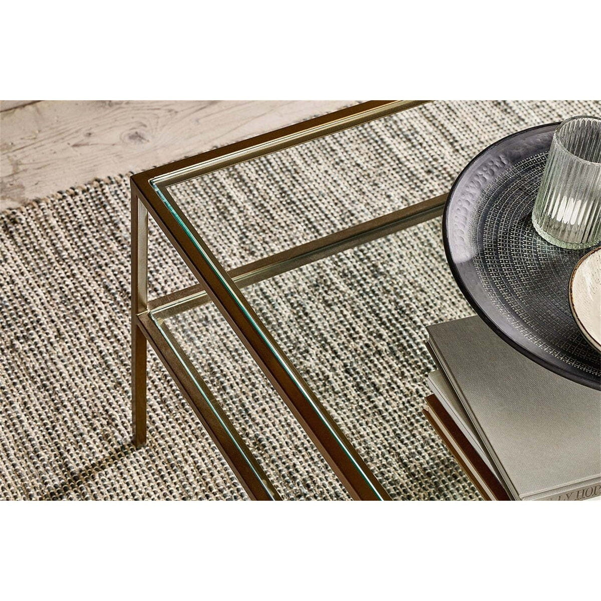 Nakuru Iron & Glass Coffee Table - Brass