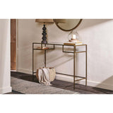 Nakuru Iron & Glass Console Table - Brass