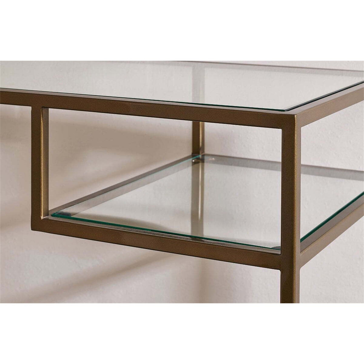 Nakuru Iron & Glass Console Table - Brass