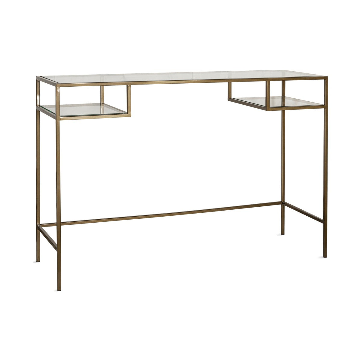 Nakuru Iron & Glass Console Table - Brass