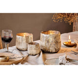 Nimit Recycled Glass Tealight Holder - Antique Gold