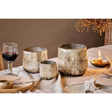 Nimit Recycled Glass Tealight Holder - Antique Gold