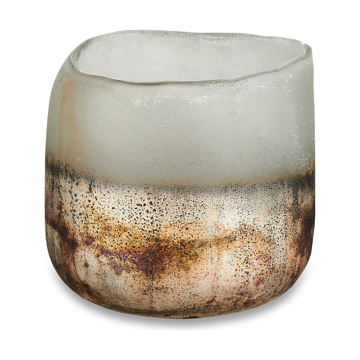 Ngolo Small Recycled Glass Tealight Holder - Aged Smoke
