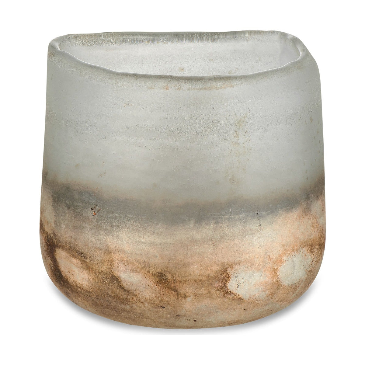 Ngolo Medium Glass Tealight Holder - Aged Smoke
