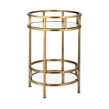 Nakuru Iron & Glass 2 Tier Drinks Side Table - Brass