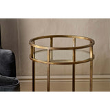 Nakuru Iron & Glass 2 Tier Drinks Side Table - Brass