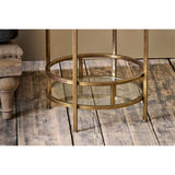 Nakuru Iron & Glass 2 Tier Drinks Side Table - Brass