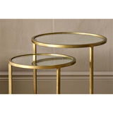 Nakuru Iron & Glass Nest of 2 Side Tables - Brass