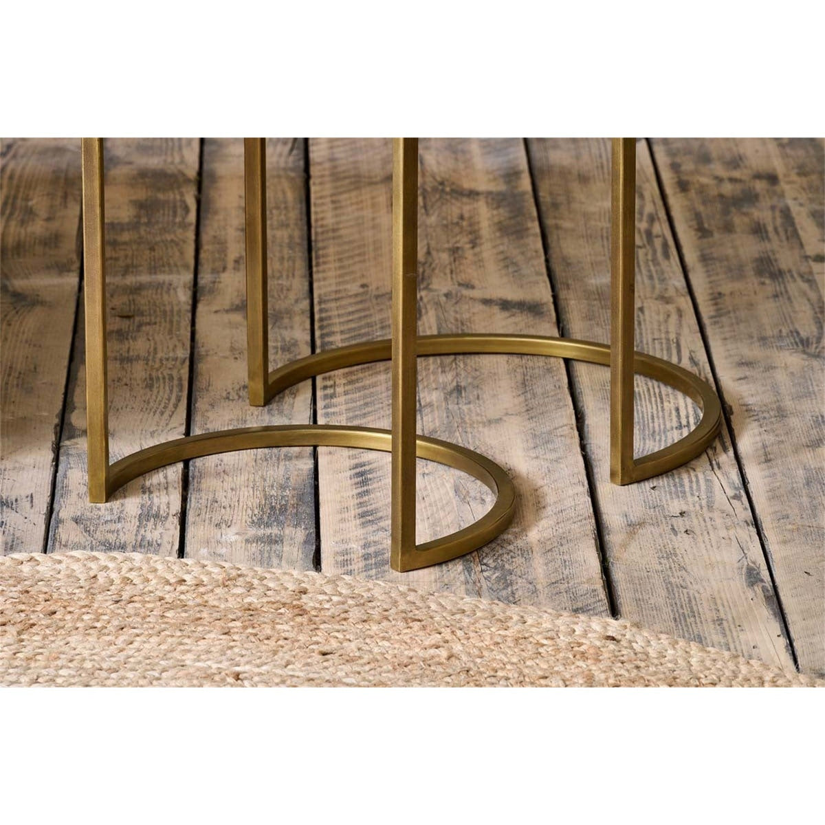 Nakuru Iron & Glass Nest of 2 Side Tables - Brass