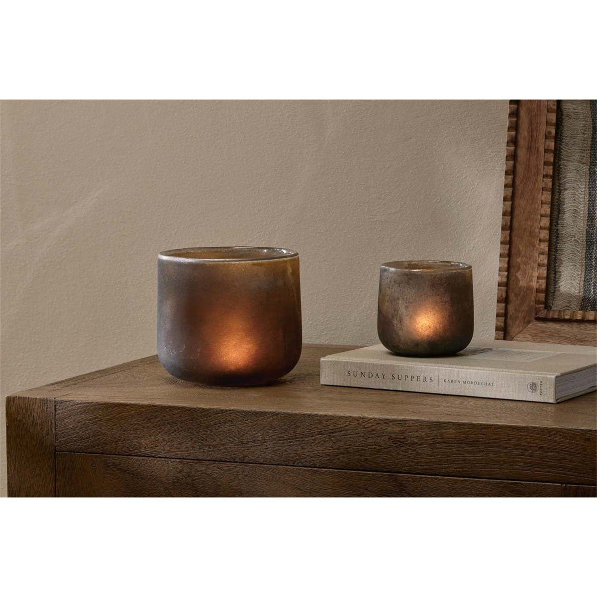 Nesda Small Glass Tealight Holder - Black Frosted