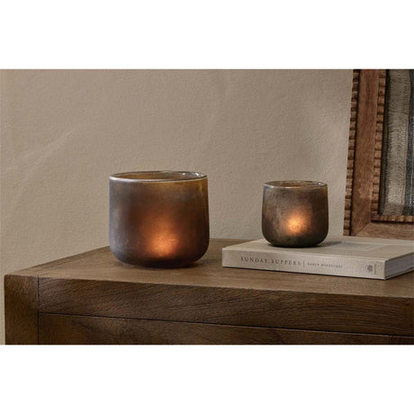 Nesda Small Glass Tealight Holder - Black Frosted