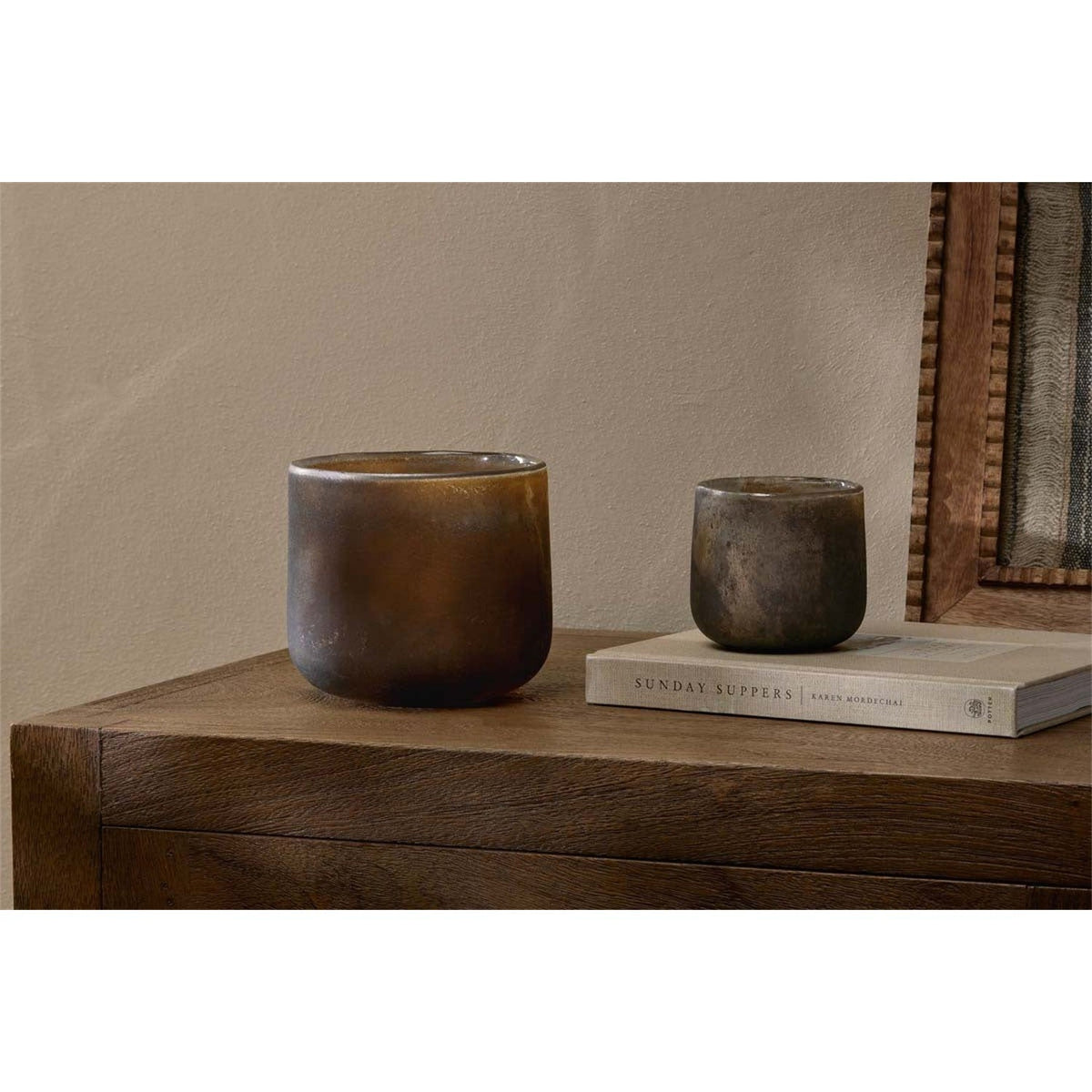 Nesda Small Glass Tealight Holder - Black Frosted
