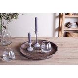 Nyati Mango Wood Etched Round Tray - Dark