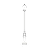 Coping 192cm cast aluminium outdoor lamp post with domed lantern head, tapered plinth base, and slender column, shown in line-drawing style on a white background.