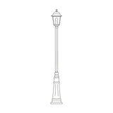 Coping cast aluminium outdoor lamp post, 192cm tall with a single lantern head atop a slim fluted column and splayed base, shown as a line illustration on a plain white background.
