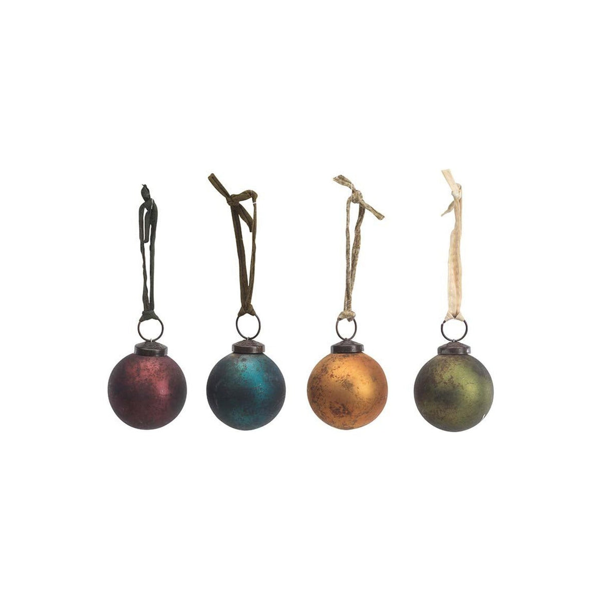 Oko 7.5cm Glass Baubles - Mixed Colours - Set of 4