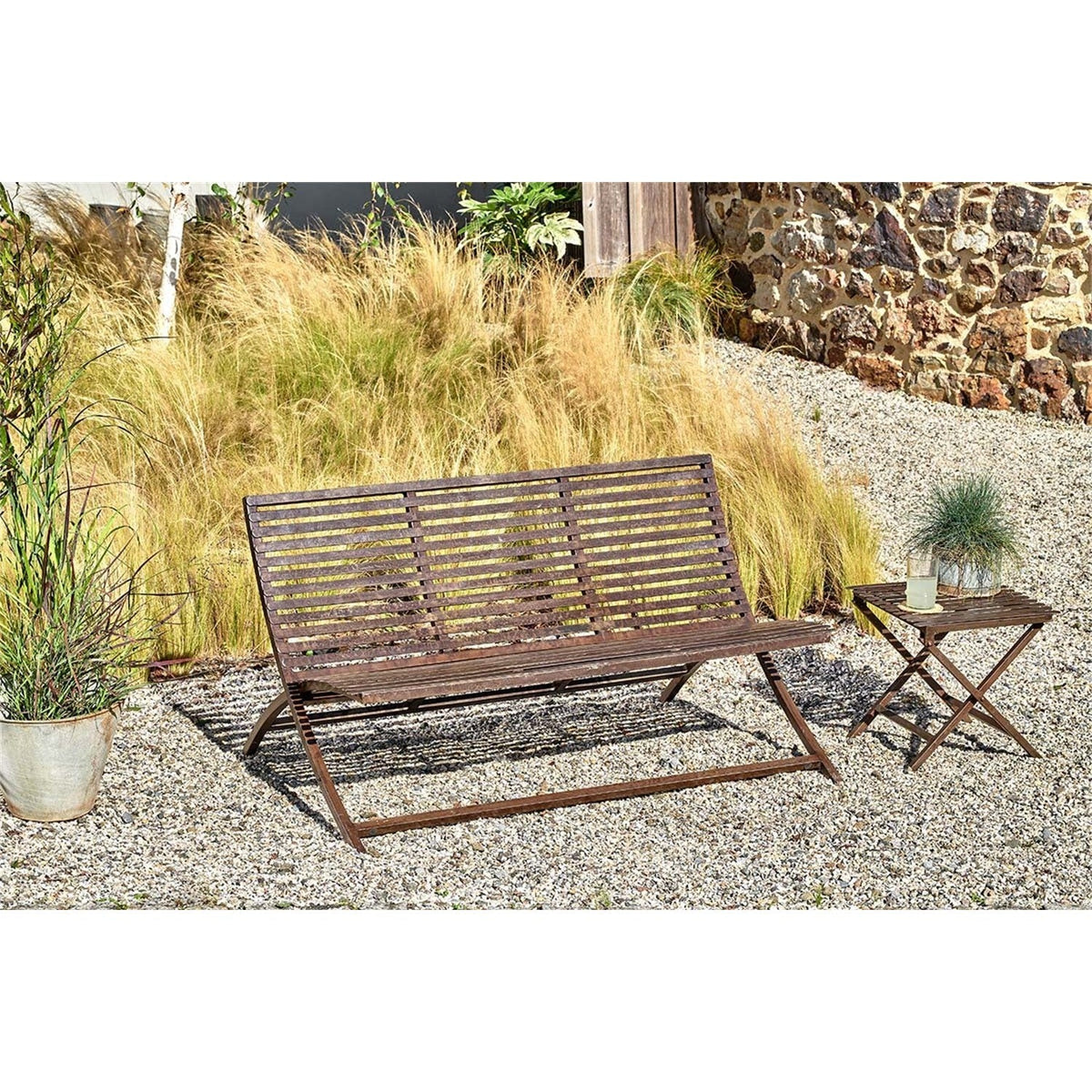 Odee Iron Slat Garden Bench