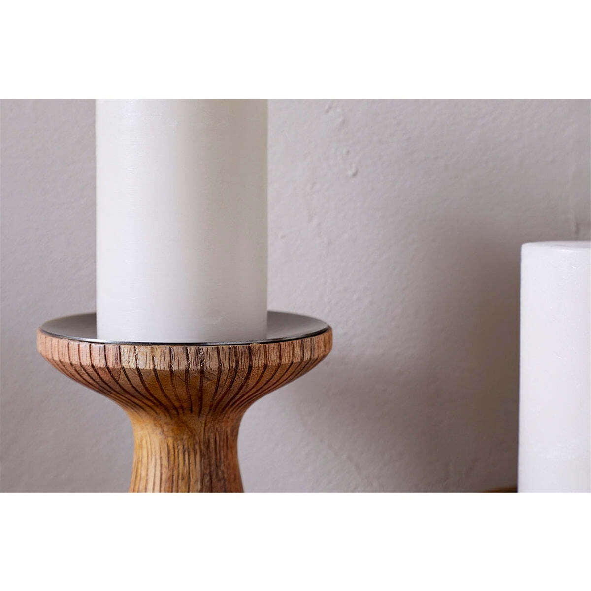 Omari Large Mango Wood Candlestick - Natural