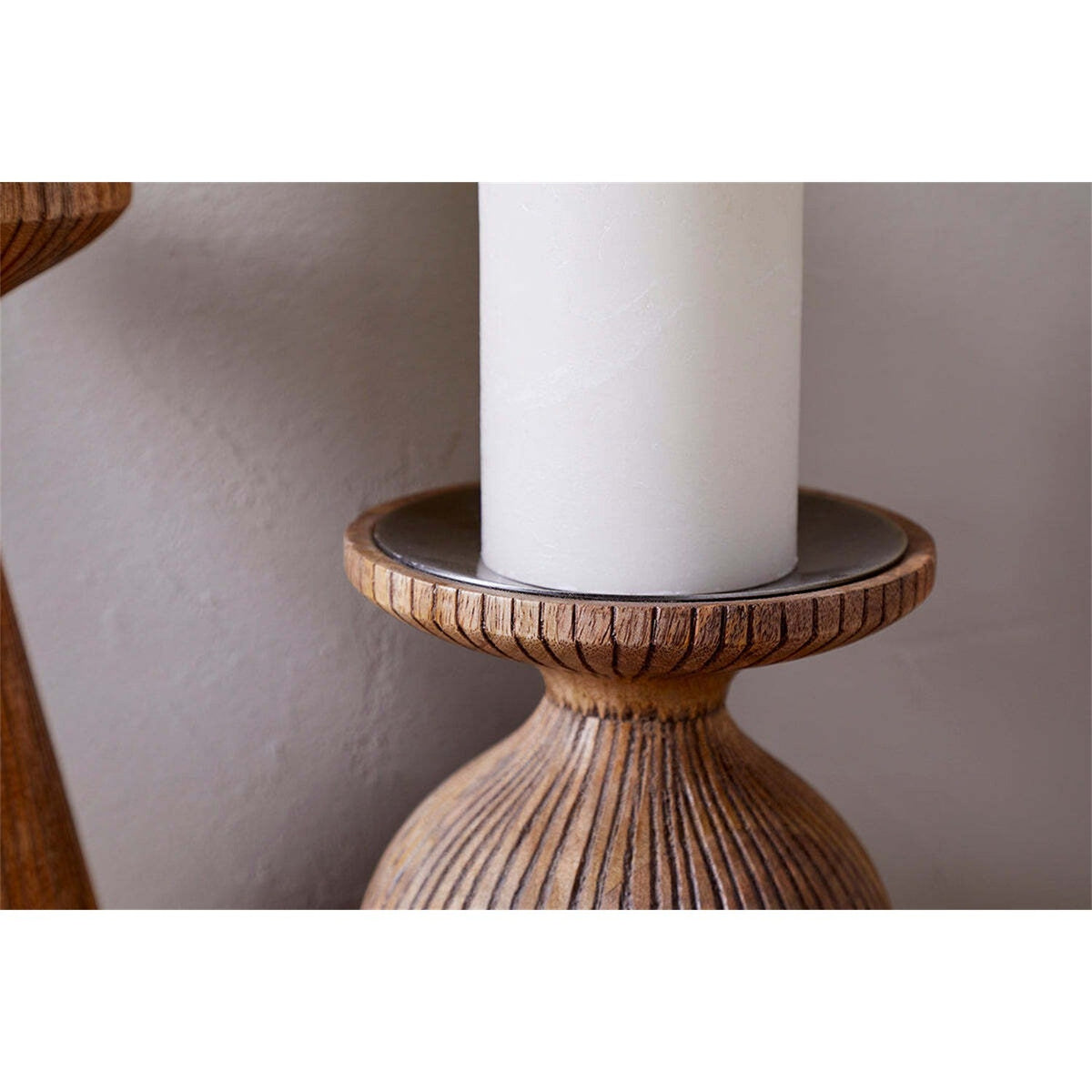 Omari Large Mango Wood Candlestick - Natural