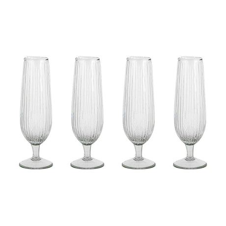 Otuba Ribbed Champagne Glasses - Clear - Set of 4