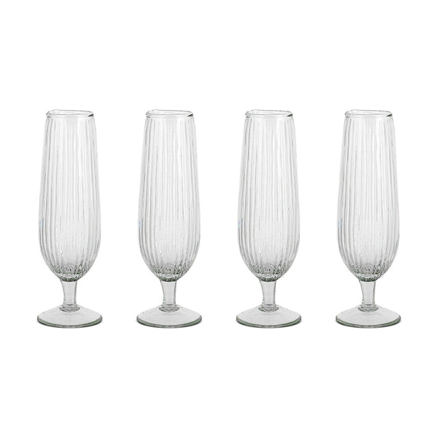 Otuba Ribbed Champagne Glasses - Clear - Set of 4
