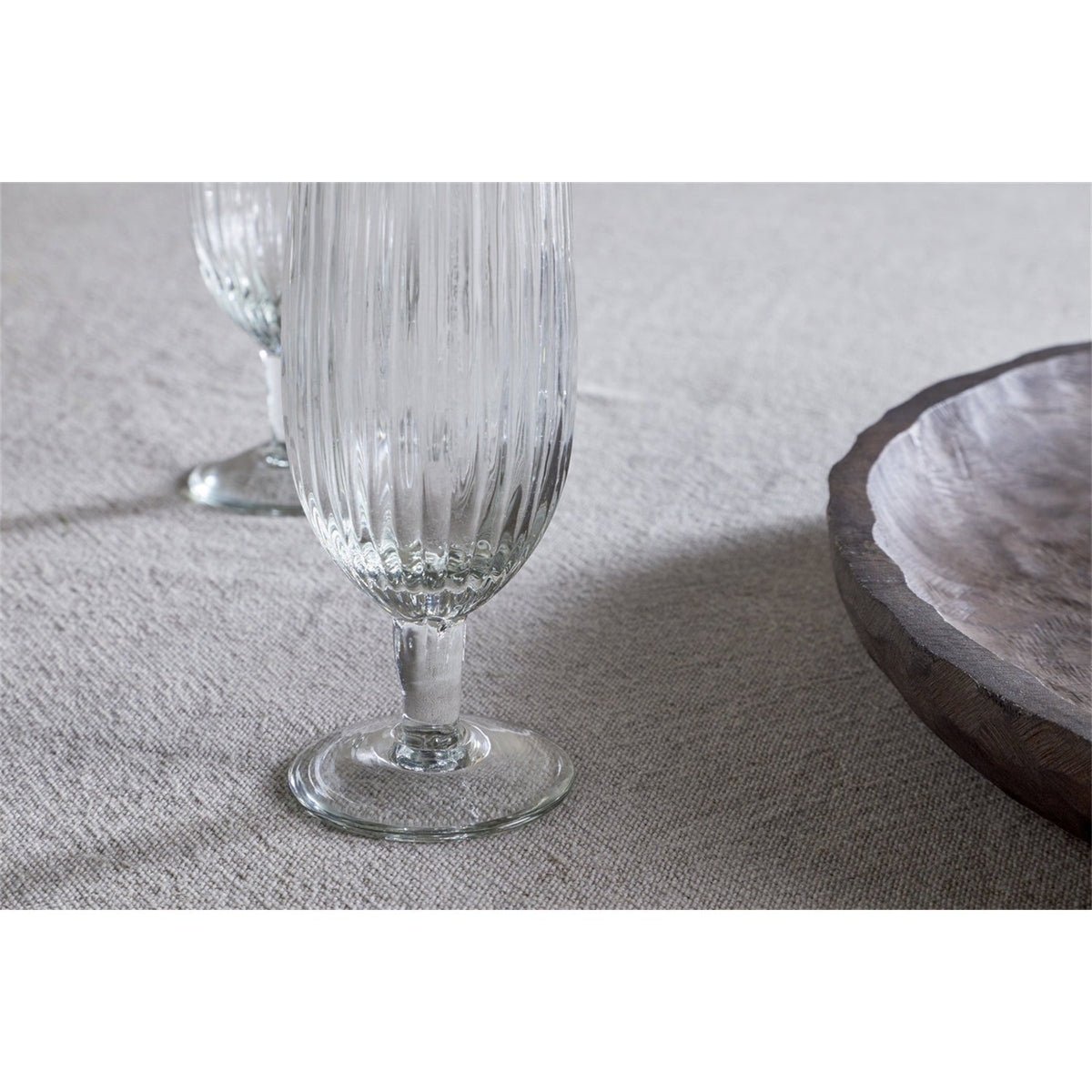Otuba Ribbed Champagne Glasses - Clear - Set of 4