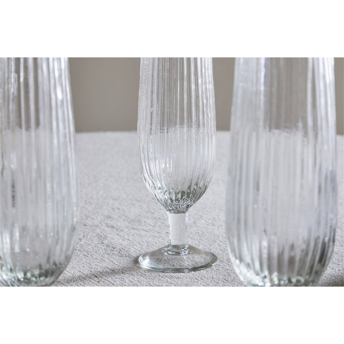 Otuba Ribbed Champagne Glasses - Clear - Set of 4