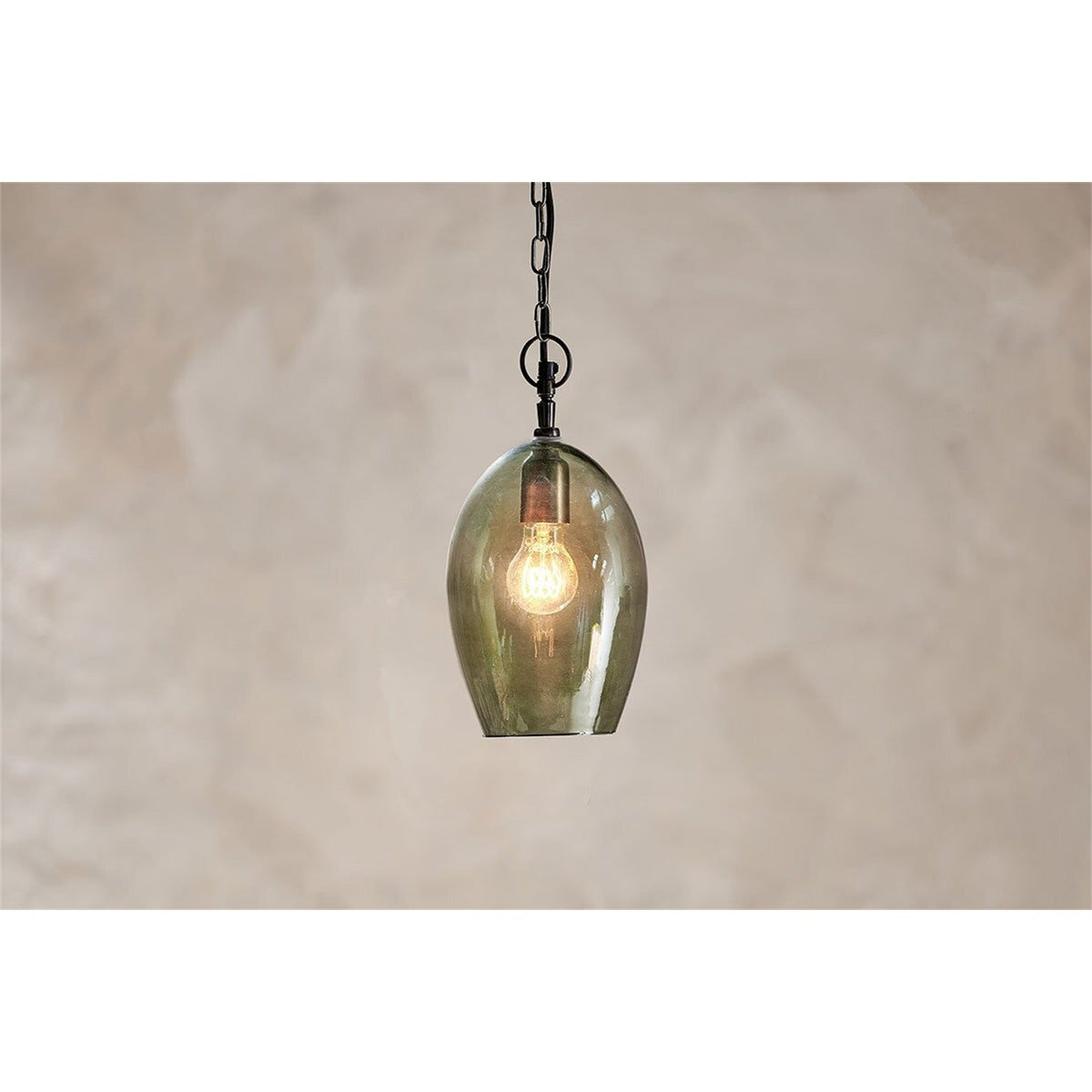 Otoro Small Oval Recycled Glass Pendant Light - Green
