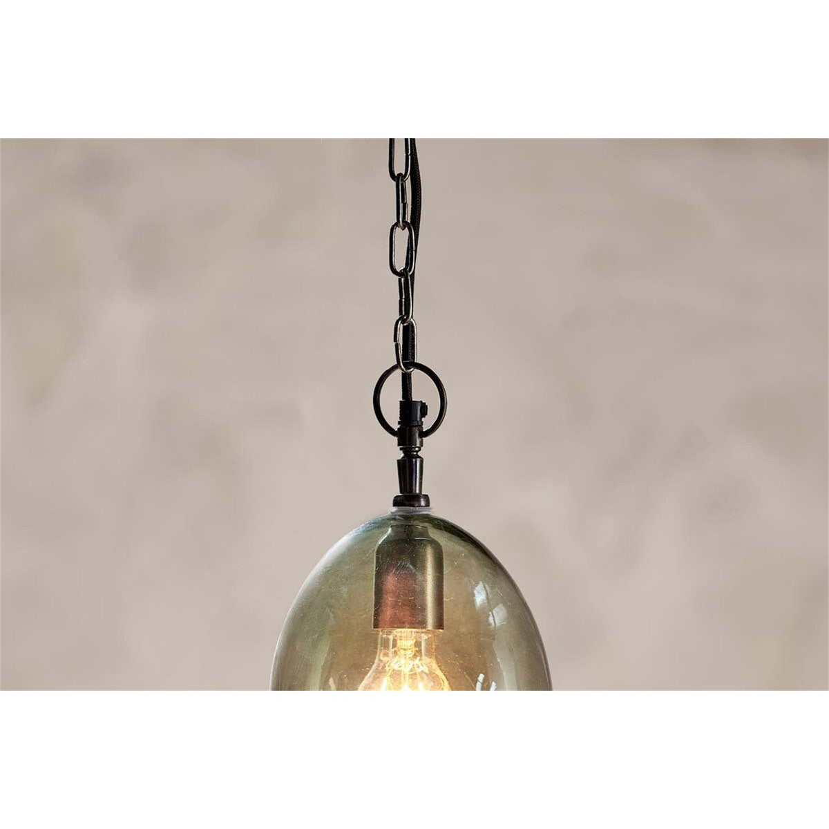 Otoro Small Oval Recycled Glass Pendant Light - Green