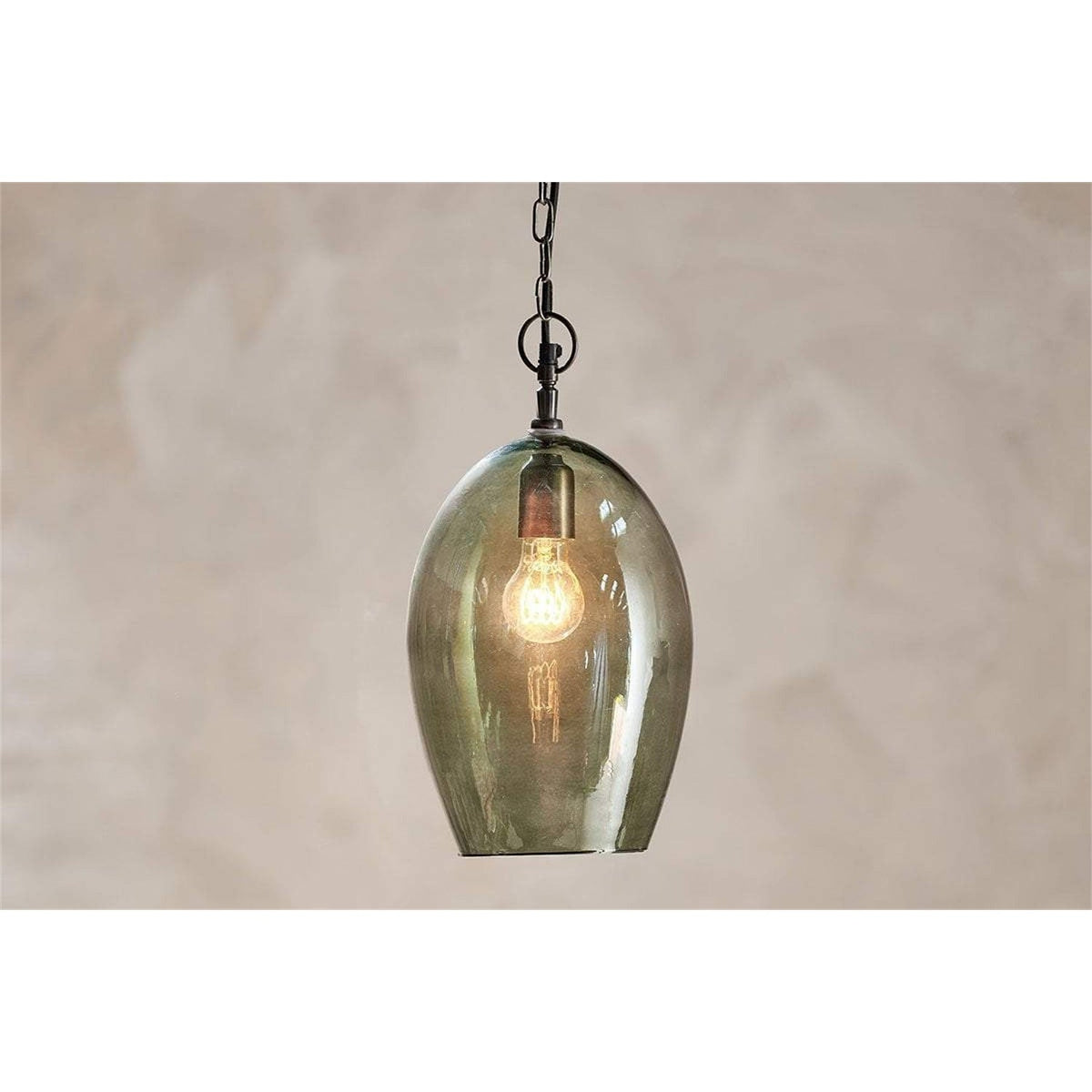Otoro Large Oval Recycled Glass Pendant Light - Green