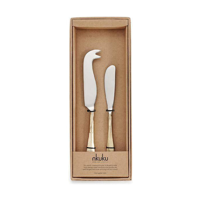 Osko Butter & Cheese Knife Set - Brushed Gold