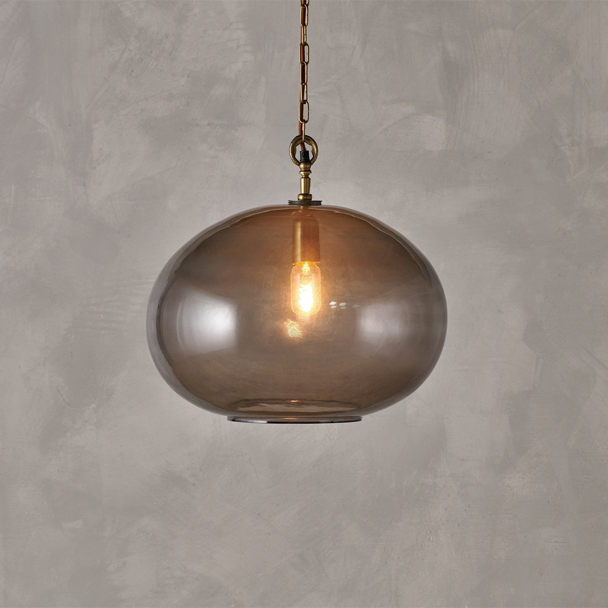 Otoro Large Round Recycled Glass Pendant Light - Smoke