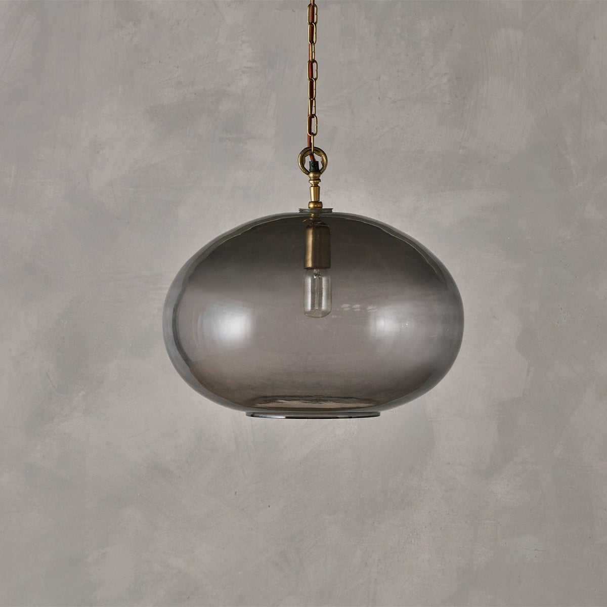 Otoro Large Round Recycled Glass Pendant Light - Smoke