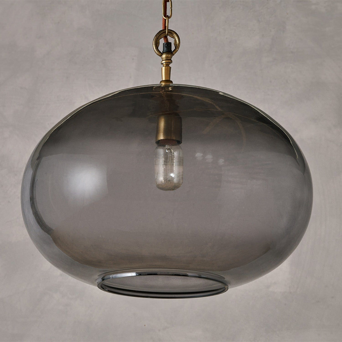 Otoro Large Round Recycled Glass Pendant Light - Smoke