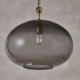 Otoro Large Round Recycled Glass Pendant Light - Smoke