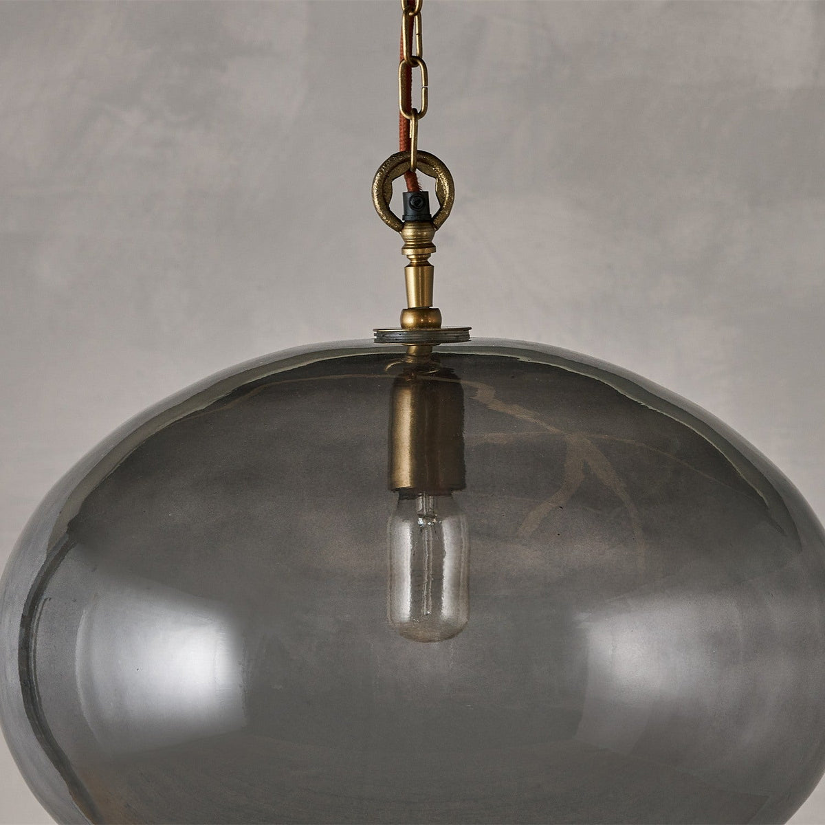 Otoro Large Round Recycled Glass Pendant Light - Smoke